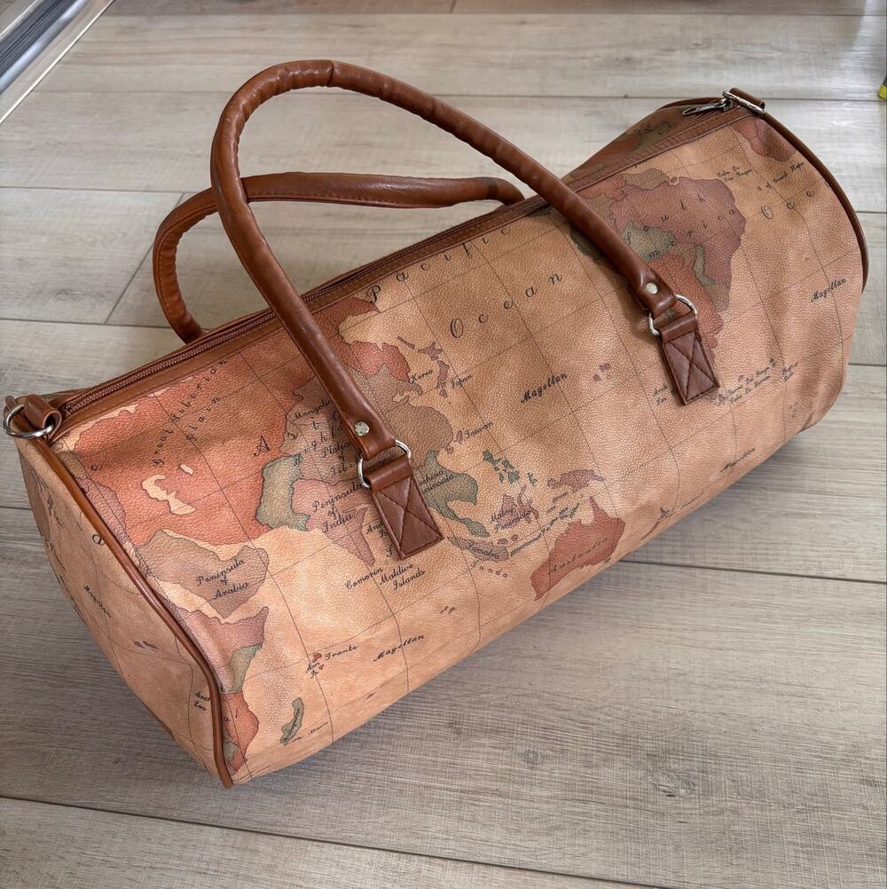 Vintage Magellan World Map Duffle Bag Weekender Carry-On